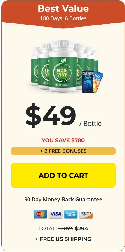 RegenVive 6 bottle offer - $49